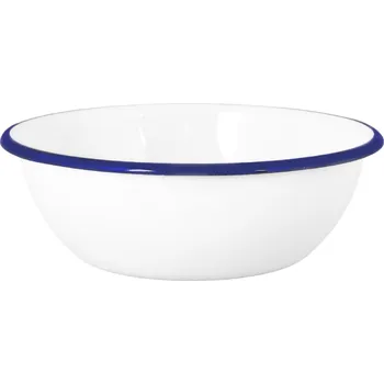 MISKA 1500 ml salátová mísa VELKÁ smaltovaná kovová nádoba na polévku, bílá