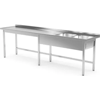 Jídelní stůl TECHNICA Stůl s pravým dvojitým dřezem bez police 2800x700x850 mm | TECHNICA, 2226P2870