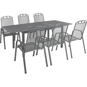 Zahradní nábytek Greemotion Zahradní sestava »Toulouse« (Rozkládací stůl + 6 stohovacích židlí, 140-200 x 74 x 90 cm)