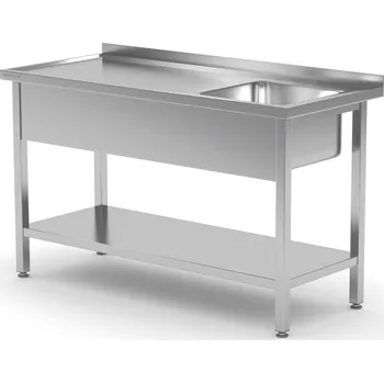 Jídelní stůl TECHNICA Stůl s jedním umyvadlem, pravý s policí 900x600x850 mm | TECHNICA, 213P9060