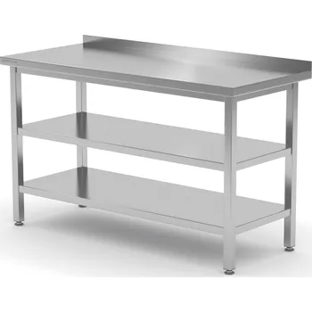 Jídelní stůl TECHNICA Svařovaný nástěnný stůl se dvěma policemi, 600x600x850 mm | TECHNICA, 10426060