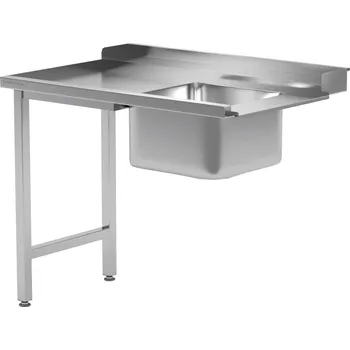 Jídelní stůl TECHNICA Pravý nakládací stůl s dřezem na dvou nohách pro myčku nádobí s odsavačem 1200x760x850 mm | TECHNICA, 241P1276