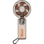 Techsuit - Prémiový mini ruční ventilátor (Z8) - s digitálním LED displejem, dobíjení přes USB-C, 3 rychlosti větru, 2A, 3600mAh - béžový