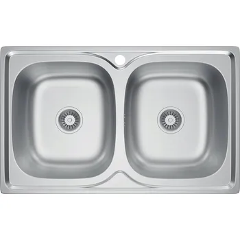 Granitový dřez Dvoukomorový dřez Melanstar ocel stříbrný