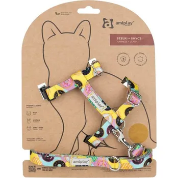 Obojek pro psa Amiplay Kšíry pro kočku s vodítkem BeHappyCat Donut | Postroje pro kočky - M