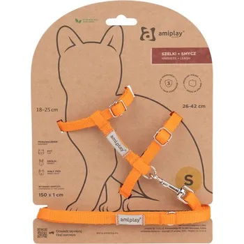 Obojek pro psa Amiplay Kšíry pro kočku s vodítkem Samba Oranžové | Postroje pro kočku - M