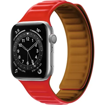 OEM Magnetic Strap Bracelet / řemínek k Apple Watch 1/2/3/4/5/6/7/8/9/SE - 42/44/45mm/ červený