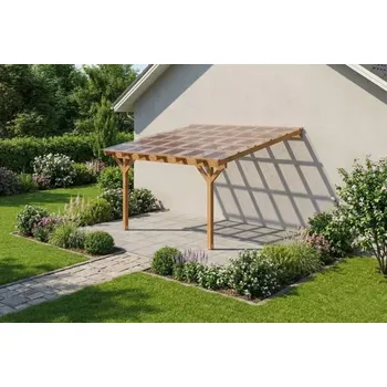 Zahradní stavba Dřevěná pergola ke zdi domu 350x350
