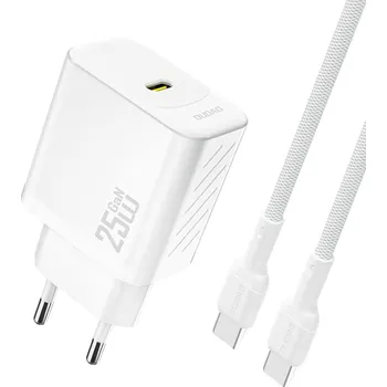 Telefonní příslušenství Dudao A27CEU nabíječka do sítě USB-C / PD / 25W + kabel USB-C / USB-C / bílá