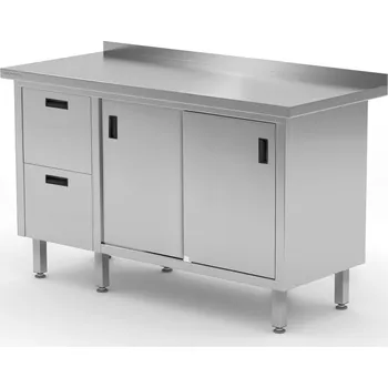 Jídelní stůl TECHNICA Nástěnný stůl se dvěma zásuvkami vlevo a skříňkou s posuvnými dveřmi 1200x700x850 mm | TECHNICA, 131L1270