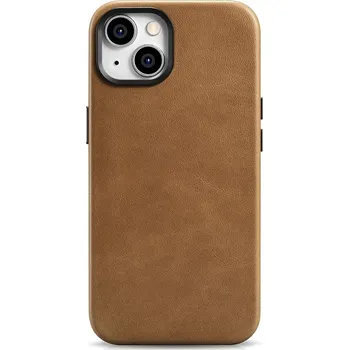 Pouzdro na mobilní telefon iCarer Kožený obal na iPhone 14 - iCarer, OilWax MagSafe Camel