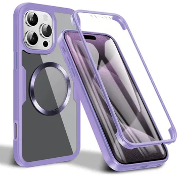 Pouzdro na mobilní telefon Techsuit - ColorVerse 360 MagSafe Series + ochrana displeje - iPhone 16 Pro Max - fialová