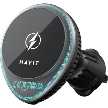Havit - Držák do auta s bezdrátovým nabíjením (W3036) - s chladičem, do ventilace, 15 W - černý