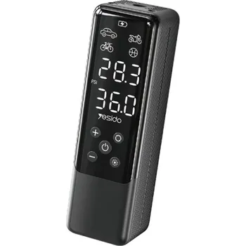 Kompresor Yesido - Kompresor do auta (VC05) - přenosný, digitální displej, svítilna, 50 W - černý