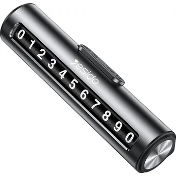 Náhradní kryt pro mobilní telefon Yesido - Parkovací číslo (C202) - na palubní desku, malá velikost, skryté číslo, odolné proti povětrnostním vlivům, odnímatelné lepidlo - černá barva