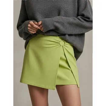 Dámská sukně Sinsay - Mini sukně s ozdobným kroužkem a rozparkem vpředu - neonová - 1233B-71X - 1233B-71X-XL