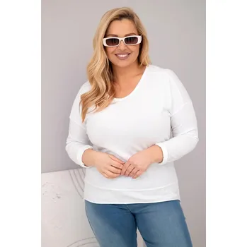 Dámská halenka Dámská blůza Plus Size s V výstřihem a delší zadní částí bílá UNI