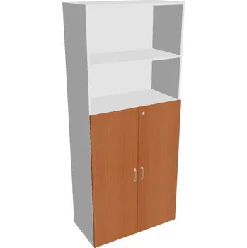 Policová skříň Skříň policová dveřová DZ 5 80 04 (Jednobodové zamykání) - TŘEŠEŇ , BÍLÁ