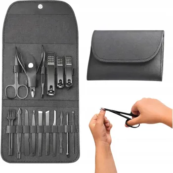 Sada na MANIKÚRU PEDIKÚRU na nehty 16 dílů pouzdro kleštičky nůžky