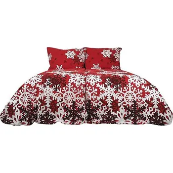 Povlečení B.E.S. - Petrovice Bavlněné flanelové povlečení české výroby - Červené zimní pohédka