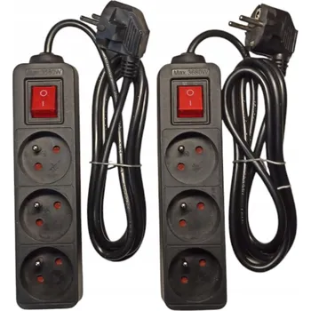 Napájecí kabel TRONIC Přepěťová ochrana prodlužovací kabel 3 zásuvky 2 ks ČERNÁ (38/E-519)