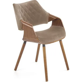 Jídelní židle Jídelní křeslo DUNIEN — masiv, samet, ořech / béžová