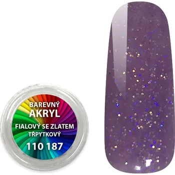 Umělé nehty EXPA-nails Akryl pudr třpytkový - Fialový se zlatem - 4 ml