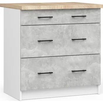 Kuchyňská skříňka Akord Ozara S80 3SZ (bílá + beton)