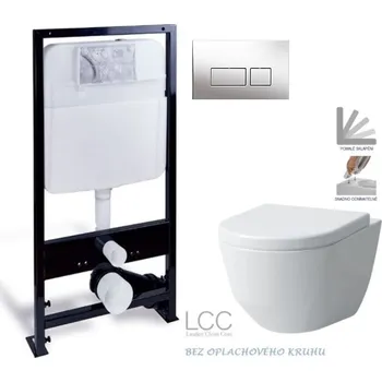 Klozet PRIM předstěnový instalační systém s chromovým tlačítkem 20/0041 + WC LAUFEN PRO LCC RIMLESS + SEDÁTKO PRIM_20/0026 41 LP2