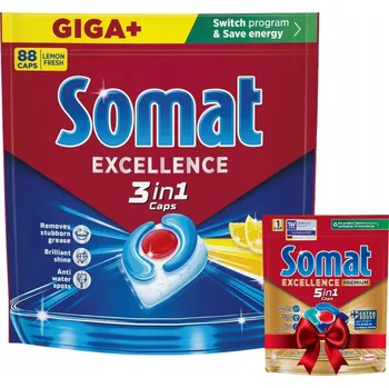 Přípravek do myčky Somat Tabs Excellence 3v1 tablety do myčky 88 ks Citrón + Dárek