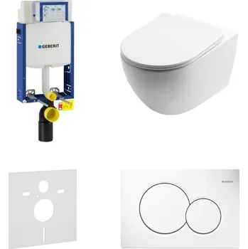 WC sada AKČNÍ SET 5v1 Geberit Kombifix ECO 110.302.00.5 + WC mísa SLOVARM Tornado W YJ-2385, bílá