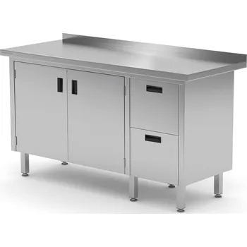 Jídelní stůl TECHNICA Nástěnný stůl se dvěma zásuvkami na pravé straně a skříňkou s křídlovými dveřmi 1700x600x850 mm | TECHNICA, 133P1760