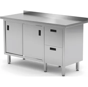 Jídelní stůl TECHNICA Nástěnný stůl se dvěma zásuvkami vpravo a skříňkou s posuvnými dveřmi 1500x700x850 mm | TECHNICA, 131P1570