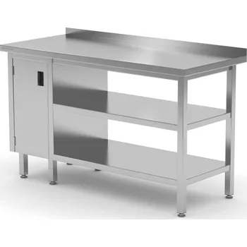 Jídelní stůl TECHNICA Nástěnný stolek se skříňkou s křídlovými dveřmi na levé straně a dvěma policemi 1700x600x850 mm | TECHNICA, 1272L1760