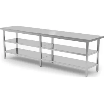 Jídelní stůl TECHNICA Středový stůl se dvěma policemi, svařovaný, 2300x700x850 mm | TECHNICA, 11322370