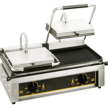 Vaření ROLLER GRILL Dvoukontaktní gril, elektrický, drážkovaný, 4 kW, 600x385x220 mm | ROLLER GRILL, 777218