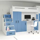 Nábytek PEGAS s.r.o. Patrová postel MAX 4 s matrací, Bílá/Modrá