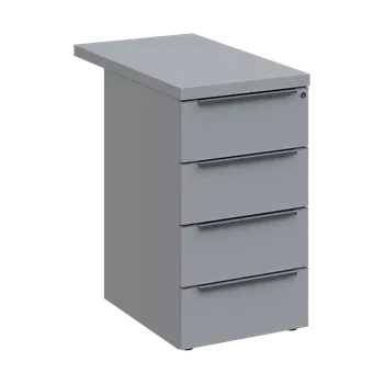 Zásuvkový kontejner SIKC - 81 kontejner přístavný, 4-zásuvkový, deska 36 mm, centrální zámek, šedá