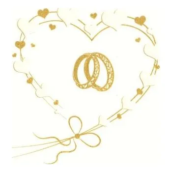 Papírový ubrousek Ubrousky MAKI L (20ks) Wedding Rings in Heart Gold (pearl effect)