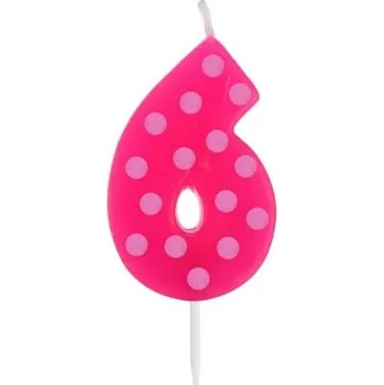 Dortová svíčka GD Svíčky dortové čísla 6 puntík 6cm