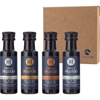 Dárkový potravinový koš Casas de Hualdo - Testovací sada prémiových olivových olejů Casas de Hualdo (4 x 25 ml)