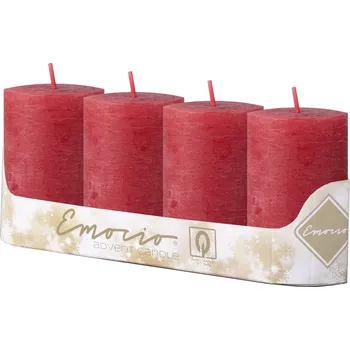 Svíčka Emocio Válec 4ks 50x100 mm Rustikální červené svíčky 4x165 gram 687 gram