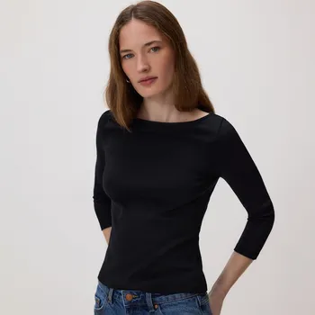 Dámské tričko Reserved - Bavlněné tričko s dlouhými rukávy - černý - 038HT-99X - 038HT-99X-XXL