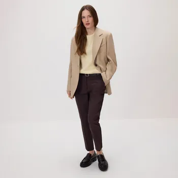 Dámské kalhoty Reserved - Cigaretové kalhoty s páskem - tmavě hnědá - 173IS-89X - 173IS-89X-36