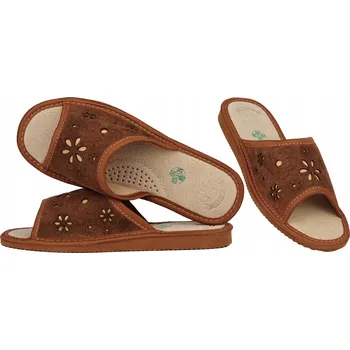 Dámská obuv Dámské Pantofle z přírodní semišové kůže, pantofle, domácí Bamboše, bačkory - velikost 39