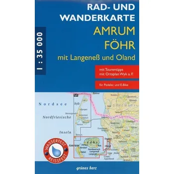 Rad- und Wanderkarte Amrum, Föhr mit Langeneß und Oland 1:30 000