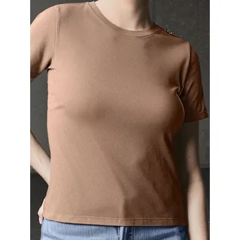 Dámské tričko Sinsay - Tričko s krátkým rukávem - hnědá - 521EU-84X - 521EU-84X-XXL