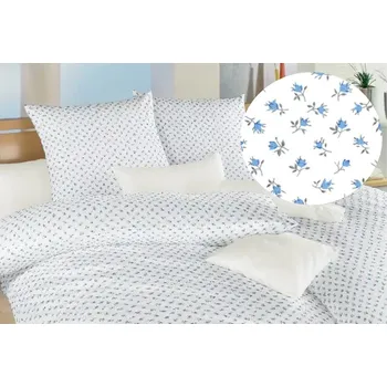 Bytový textil Bavlněné povlečení - Malé růže modré - na plast. knoflíky