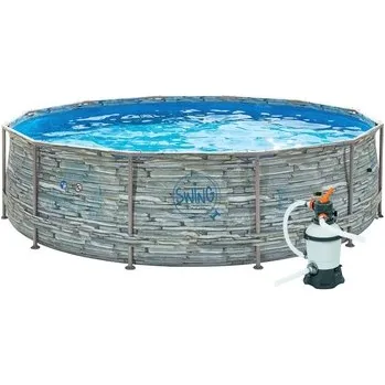 Bazén Bazén Swing Metal Frame 3,66 x 0,91m - motiv Kámen, písková filtrace 2m3/hod