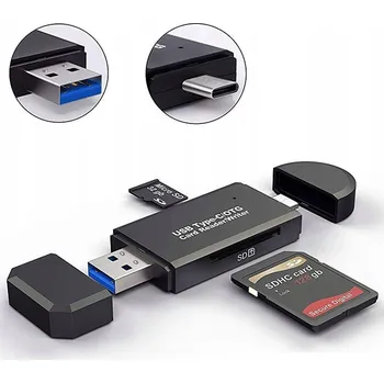 Čtečka paměťových karet Univerzální čtečka paměťových karet 3v1 USB / microUSB / USB-C pro SD a microSD